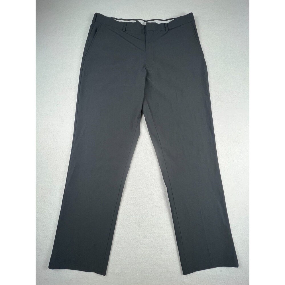 Walter Hagen Mens Golf Pants 38x32 Black Performance Flat Front Straight Leg